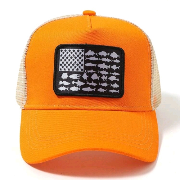 Other - Unisex Orange & Tan Mesh Fish Hat